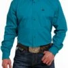 Men's Cinch Solid Teal Button Down Shirt #MTW1105497