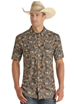 Men's Rock & Roll Cowboy Ripstop Snap Front Shirt #RRMS1SR0QP