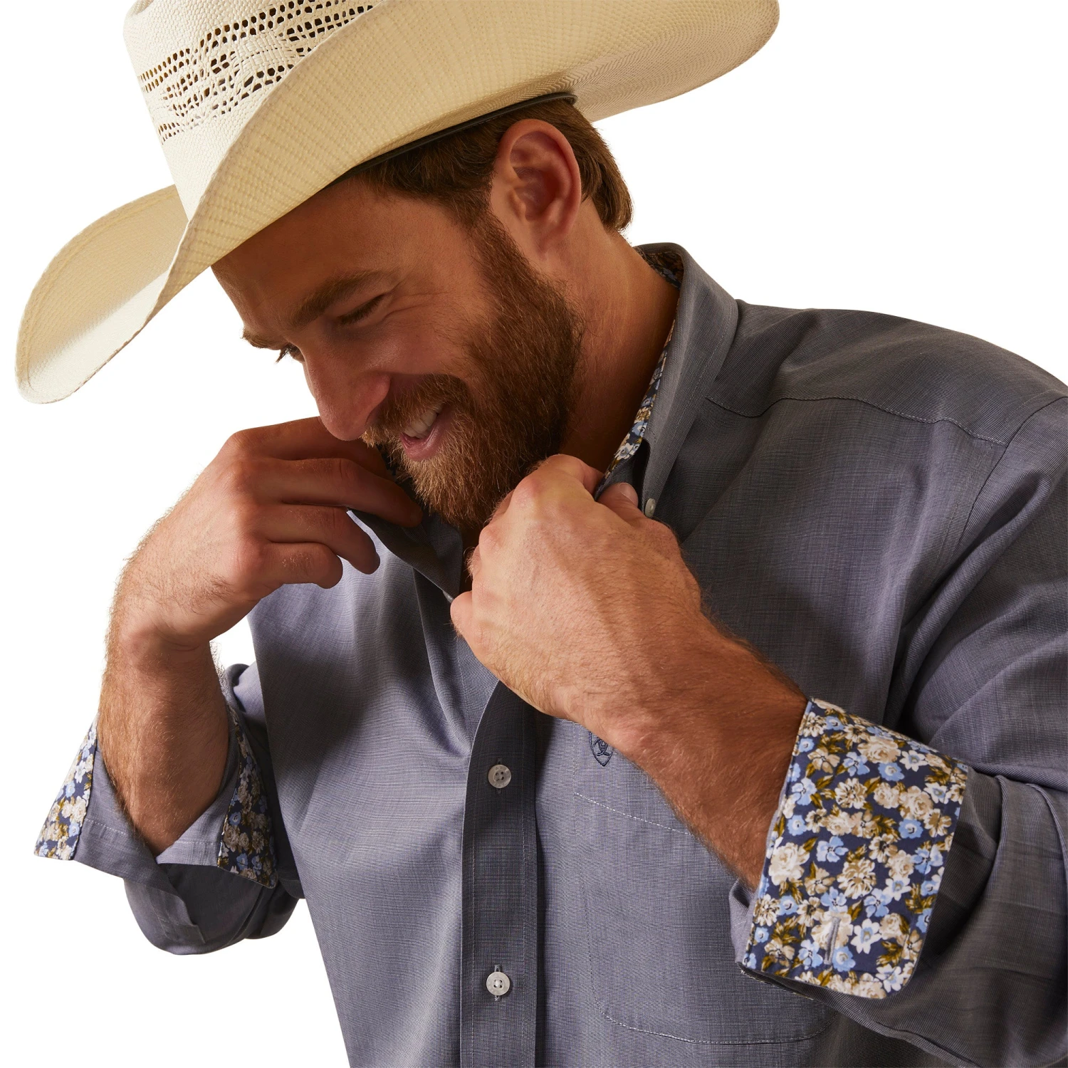 Men's Ariat Wrinkle Free Solid Pinpoint Oxford Classic Fit Button Down Shirt #10043583 - Image 3