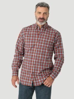 Men's Wrangler Rugged Wear Wrinkle Resist Button Down Shirt #112317310