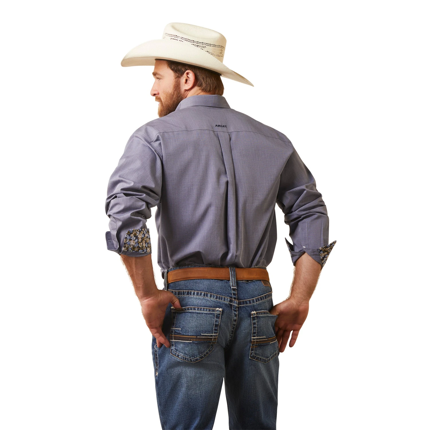 Men's Ariat Wrinkle Free Solid Pinpoint Oxford Classic Fit Button Down Shirt #10043583 - Image 2